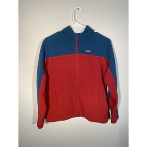 Patagonia Jacket Boys XL Orange Blue Micro D Fleece Hooded Full Zip Youth
